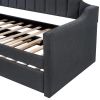 Upholstered Twin Daybed with Trundle,Black - as picture