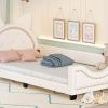 Twin Size Upholstered Daybed with Carton Ears Shaped Headboard, White - as picture