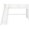 Twin Size Low Loft Bed with Ladder and Slide,White - as picture