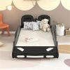 Twin Size Race Car-Shaped Platform Bed with Wheels, Black - as picture