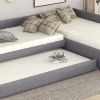 Upholstered Double Twin Size Daybed with Trundle and Drawer, Gray - as picture