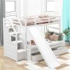 Twin over Full Bunk Bed with Drawers,Storage and Slide, Multifunction, White - as picture