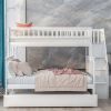 Twin over Full Bunk Bed with Trundle and Staircase,White - as picture