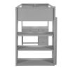 Twin Size Loft Bed with Ladder, Shelves, and Desk, Gray - as picture