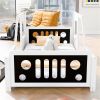 Twin Size Classic Car-Shaped Platform Bed with Wheels,White - as picture