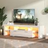 FashionTVstandTVcabinet,EntertainmentCenter,TVstationTV console,media console,with LEDlight belt,light belt remote control,toughenedglassshelf,metal h