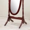 Traditional Queen Anna Style Wood Floor Cheval Mirror, Cherry Finish - as Pic