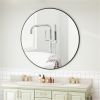 Wall Mirror 42 Inch Black Circular Mirror Metal Framed Mirror Round Vanity Mirror Dressing Mirror, for Bathroom, Living Room, Bedroom Wall Decor - as