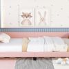 Twin Size Upholstered Daybed with Carton Ears Shaped Headboard, Pink - as picture