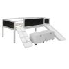 Twin size Loft Bed Wood Bed with Two Storage Boxes - White - as picture