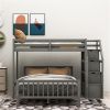 Twin over Full Loft Bed with Staircase,Gray - as picture