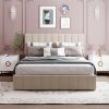 Queen size Upholstered Platform bed with a Hydraulic Storage System - Beige - as picture