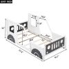 Twin Size Classic Car-Shaped Platform Bed with Wheels,White - as picture