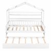 Wooden Twin Size House Bed with Trundle,Kids Bed with Shelf, White - as picture