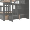 Stairway Twin-Over-Full Bunk Bed with Drawer, Storage and Guard Rail for Bedroom, Dorm, for Adults, Gray color - as picture