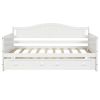 Twin Wooden Daybed with Trundle Bed, Sofa Bed for Bedroom Living Room,White - as picture