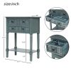 Narrow Console Table, Slim Sofa Table with Three Storage Drawers and Bottom Shelf for Living Room, Easy Assembly (Navy) - as picture