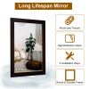 Wall Mount Mirror 11.8x15.7Inch Wood-Like Frame Rectangle Modern Hanging Mirror for Bathroom Bedroom Living Room - 30_40CM - Black