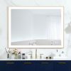 Rectangular Single Aluminum Framed Anti-Fog LED Light Wall Bathroom Vanity Mirror - 48*36 - Gold