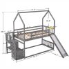 House Bunk Bed with Convertible Slide,Storage Staircase can be Placed Left or Right,Gray - as picture