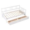 Twin Size Daybed Wood Bed with Two Drawers,White - as picture