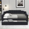 Upholstered Twin Daybed with Trundle,Black - as picture