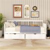 Twin Size Daybed Wood Bed with Two Drawers,White - as picture