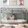 Floor Bunk Bed with Ladder , Gray - as picture