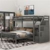 Twin over Full Loft Bed with Staircase,Gray - as picture