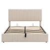 Queen size Upholstered Platform bed with a Hydraulic Storage System - Beige - as picture