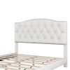 Upholstered Platform Bed with Saddle Curved Headboard and Diamond Tufted Details, Queen, Beige - as picture