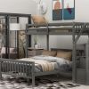 Twin over Full Loft Bed with Staircase,Gray - as picture