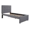 Linen Upholstered Platform Bed With Headboard and Two Drawers, Twin - as picture