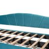 Upholstered Daybed Sofa Bed Twin Size With Trundle Bed and Wood Slat ,Blue - as picture