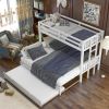 Twin over Pull-out Bunk Bed with Trundle, White - as picture