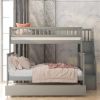 Twin over Full Bunk Bed with Trundle and Staircase,Gray - as picture