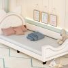 Twin Size Upholstered Daybed with Carton Ears Shaped Headboard, White - as picture