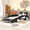 Twin Size Race Car-Shaped Platform Bed with Wheels, Black - as picture