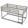 Floor Bunk Bed with Ladder , Gray - as picture