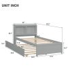 Twin Bed with Trundle,Bookcase,Grey - as picture