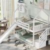 House Bunk Bed with Convertible Slide,Storage Staircase,White - as picture