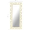 Hand Carved Mirror White 43.3"x19.7" Solid Mango Wood - White