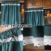 Solid Color Half Window Curtain Lace Curtain Short Kitchen Curtains, Dark Green - Default