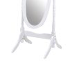 Traditional Queen Anna Style Wood Floor Cheval Mirror, White Finish - as Pic