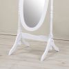 Traditional Queen Anna Style Wood Floor Cheval Mirror, White Finish - as Pic